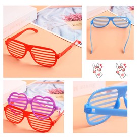 Wanfoou 12 Pcs Plastic Shutter Shades Glasses,Neon Color Shutter Glasses 80's Party Slotted Sunglasses (6 Colors)