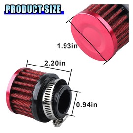 DUSCOKE 1" Car Air Intake Filter, 25mm Auto Crankcase Cold Air Filter Cleaner with Adjustable Clamp, Universal Vent Valve Cover Breather for Car, Motorcycle (Red)