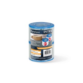 Intex 29001E PureSpa Type S1 Heavy Duty Easy Set Dacron Paper Hot Tub Spa Filter Replacement Cartridge for Various PureSpa Models, 2 Pack