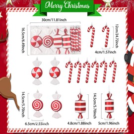 14Pcs Christmas Hanging Candy Balls Ornaments Red White Candy Cane Pendant for Home Part Christmas Tree Decorations Xmas Indoor Outdoor Party Decoration