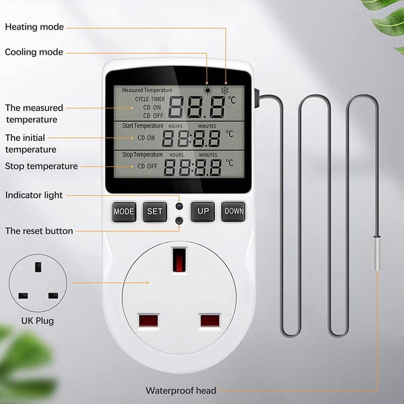 NEKOSUKI Digital Temperature Controller, LCD Screen Heating Cooling Reptile Thermostat