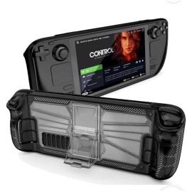 Tolifeel Kickstand Protective CaseStand for Steam Deck, PC + TPU Cover - Black and Clear