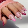 French Tip Press on Nails Almond Medium Fake Nails Pink