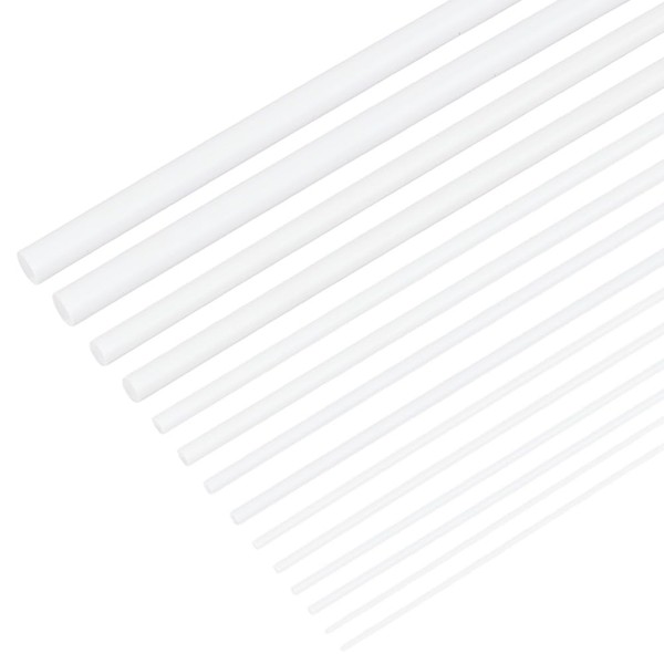 BENECREAT 48Pcs 7 Styles Round ABS Plastic Rod, Solid Acrylic