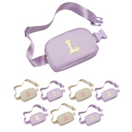 Funky Junque Initial Fanny Pack, Trendy Crossbody Belt Bag Gifts for Girls, Kids, Teens, Daughter, Sister - Purse for 4, 5, 6, 7, 8, 9, 10, 11, 12, 13 Year Olds - Lavender - Letter L