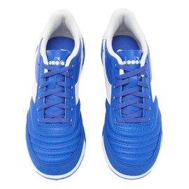 Diadora Calcetto Youth Turf Soccer Shoes - Soft Leather, EVA Midsole, Rubber Outsole, Unisex (Blue/White, US Footwear Size System, Big Kid, Numeric, Medium, 4.5)