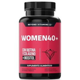 Beyond Vitamins | Women 40+ con Biotina, Inositol y Colágeno | Isoflavonas de Soya - Probióticos Activos | Fórmula Precisa | Cápsulas vegetales VCaps 