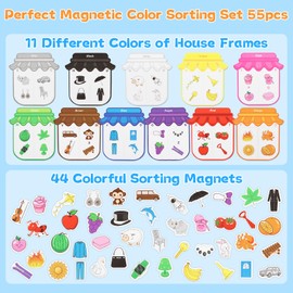 OkidSTEM 11 PCS Magnetic Color Sorting Toys, Color & Shape Sorting Set for Toddlers, Montessori Matching Puzzle Craft Game for Fridge and Whiteboard, Alphabet Learning Sensory Kit for Gift