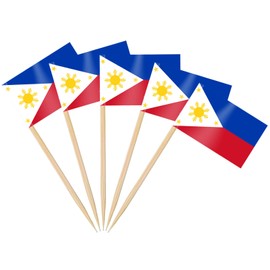 AhfuLife 100/200pcs Philippines Toothpick Flags, Filipino Cocktail Stick Flag for National Day Sandwich Food Cupcake Toppers Tableware World Cup Party Supplies Pub Royal Event Decor (100 Pcs)