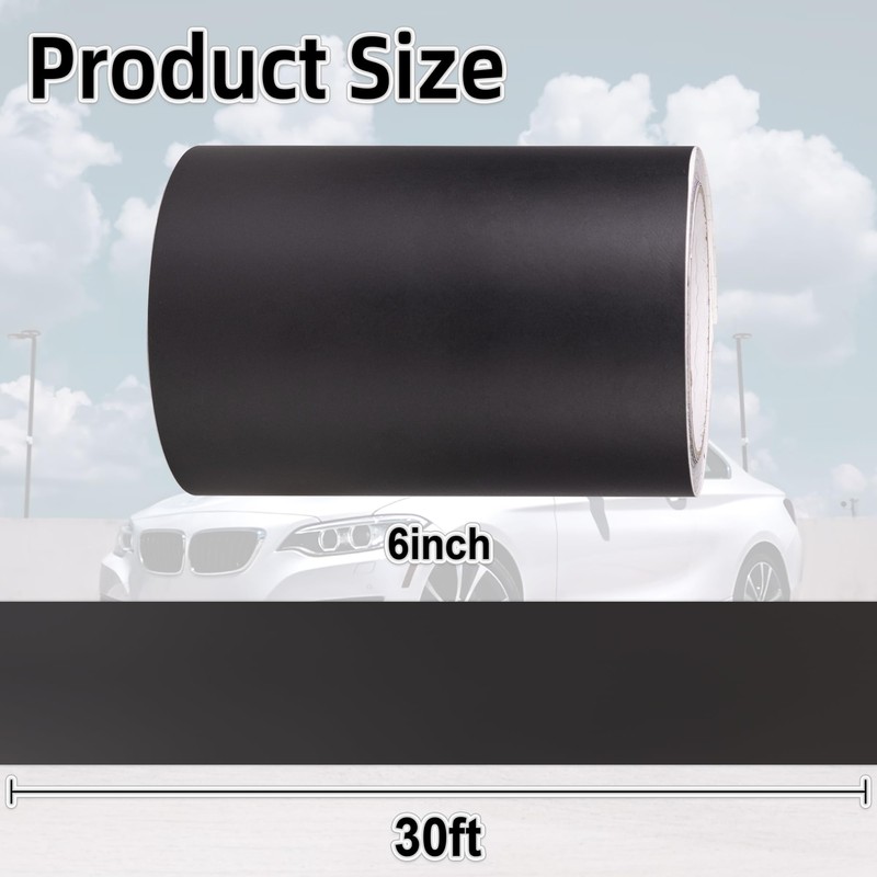 Lypumso Matte Black Vinyl Wrap Tape Roll, 6 Inch x