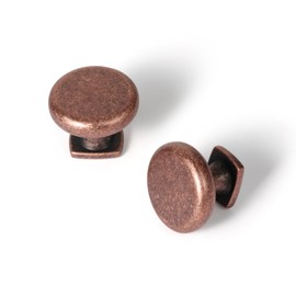Yanxia Set of 12 Elegant Antique Copper Cabinet Knobs with Rounded Top and Square Base - Classic Patina Finish for Timeless Style Vintage Kitchen Drawer Hadnles