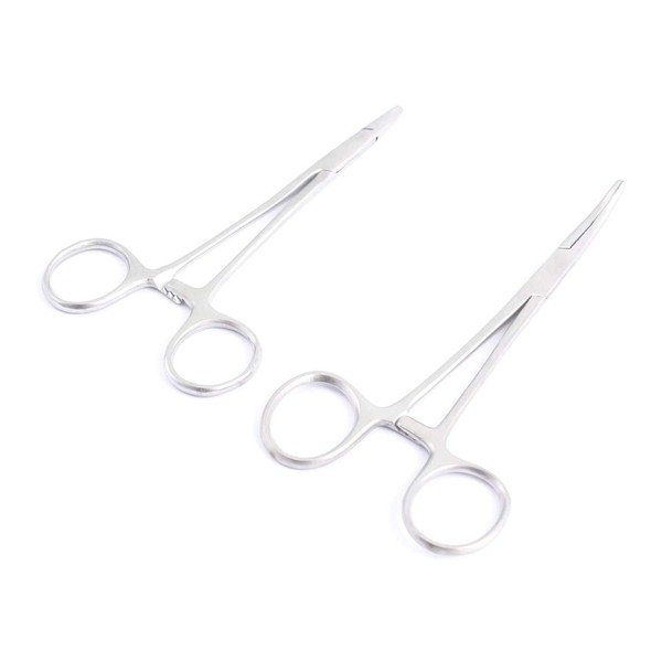 PRECISE CANADA: 2 PCS Premium Grade Webster Needle Holder 5" Smooth + Kelly Locking HEMOSTAT Forceps 5.5" Straight Removal Laceration KIT New