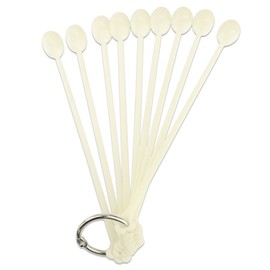 Beauticom® 100 Piece Natural Color Plastic Spoon Shaped False Nail Tip Sticks Chart Fan with Metal Ring Holder for Nail Polish Swatch, Practice Nail Art Design and Pattern Display Tool