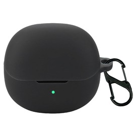 QWYJ for QCY MeloBuds Pro y QCY HT08 A Case Carcasa Protectora de Silicona, para QCY MeloBuds Pro Funda con Mosquetón Llavero Anti-perdida (Negro)