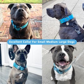 Heavy Duty Tactical Dog Collar - 1.5" Width Military Durable Thick Nylon with Adjustable Metal Buckle Working Training K9 Collar for Small Medium Large Dogs Light Blue S