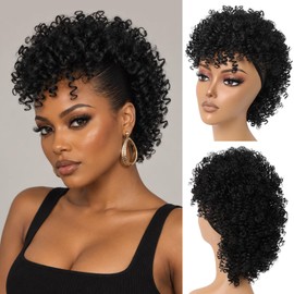 Mohawk Wig for Black Women Kinky Curly Clip in Mohawk Ponytail