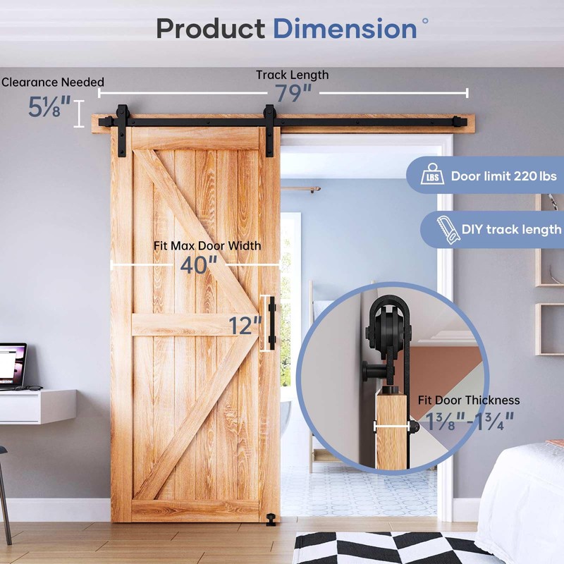 EaseLife 6.6 FT Sliding Barn Door Track and Handle Hardware