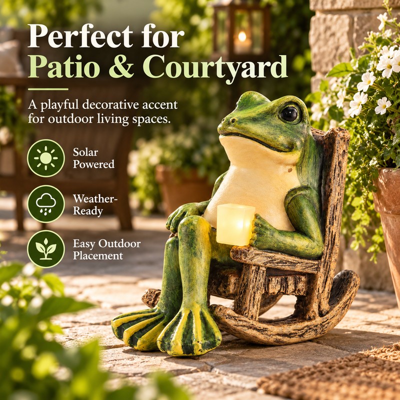 Solar Frog Garden Light for Outdoor Decoration – Waterproof Resin