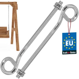 KOTARBAU® 2er Set Schaukelhaken - Schraubhaken - M10 210 mm - Verzinkter Stahl - Deckenhaken - Haken zum Schrauben - Schwerlasthaken - Schaukel Haken