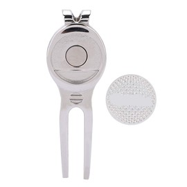 Golf Divot Repair Tool, Stylish Zinc Alloy Divot Repair Tool Magnetic Ball Marker Golf Accessory(D102 Silver)