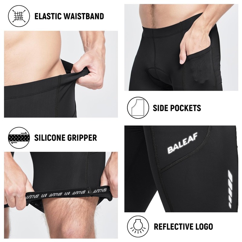 baleaf Padded Bike Shorts for Men Cycling Shorts Padding Pockets