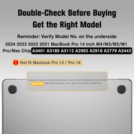 Fintie Case for MacBook Pro 14 Inch A3401 A3185 A3112 A2992 A2918 A2779 A2442 (2024 2023 2022 2021), [Ultra-Transparent] Slim Snap On Hard Shell Cover for MacBook Pro 14" M4/M3/M2/M1 Chip, Clear