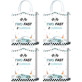 YanZonic 2 Fast 2 Curious Birthday Decorations Bags, 16 Pcs Two Fast Two Curious Race Car Goodie Bags for Two Fast Birthday Decor, Race Car Party Favor Bags for Cars 2nd Birthday Decorations