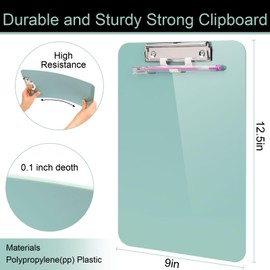 2 PCS A4 Clipboards,Plastic Clipboard with Pen Holder,Clip Boards 8.5x11 with Low Profile Clip,Cute Hanging Clipboard for School Office Supplies Clipboards for Kids,Portable Clip Board-Grayish Green