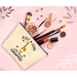 Giraffe Lover Gifts for Girls, Just A Girl Who Loves Giraffes Cosmetic Bag Gift Idea for Girls Women,Cute Giraffe Travel Makeup Bag, Giraffe Lover Gifts, Girls Women Gifts,Wild Animal Lovers Gifts