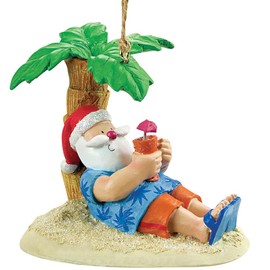 Cape Shore Santa Relaxing Under a Palm Tree Beach Break Holiday Ornament