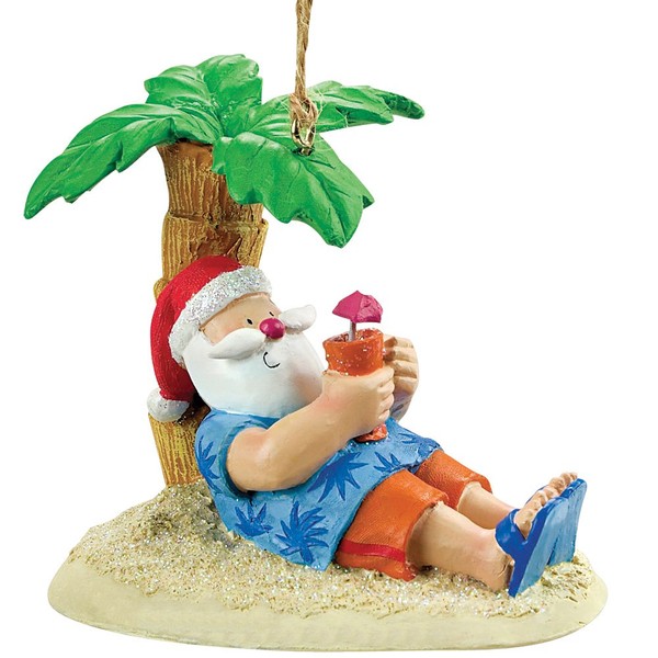 Cape Shore Santa Relaxing Under a Palm Tree Beach Break Holiday Ornament
