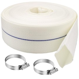 Ahzemepinyo 2IN x 98FT Pool Backwash Hose Heavy Duty Drain Discharge Hose LayFlat Garden Hose with 2 Clamps,Weatherproof Burst Resistant for Water Transfer, Sump Pump, Pool Filter, Pool Drain