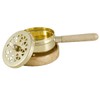 NKLaus 2217 Incense Pan Brass Golg with Wooden Coaster Frankincense