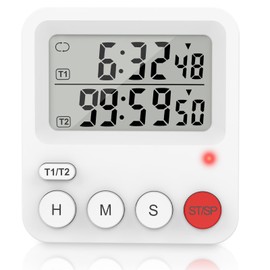 XREXS Digitale Küchentimer, 2-Kanal-Timer, Eieruhren, Stoppuhr, Countdown, loopfähig, einstellbare Lautstärke, Küchentimer mit Magneten, für Küche, Klassenzimmer, Backen, Fitness, Yoga
