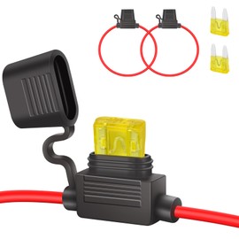 JatilEr Car Fuse Holder Mini 14AWG Pack of 2, Car Fuse Holder Copper Cable, Car Fuse Holder with 20A Car Fuses for Car/Truck/Motorcycle/Boat