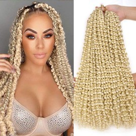Xtrend Passion Twist Hair Ombre Burgundy Water Wave Crochet Braiding Hair Pre-Loop Synthetic Natural Hair Extensions Passion Twist Braiding Hair for Black Women 2 Packs 45 cm 22 Strands
