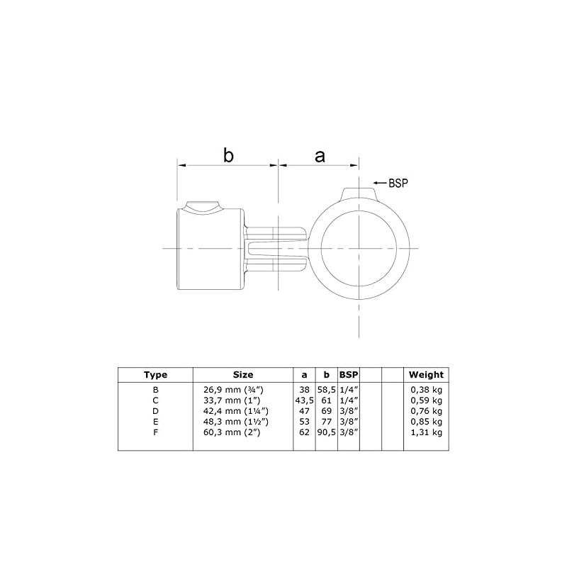 Pipe Connector Type 44 Joint Piece Simple Diameter 48.3 mm