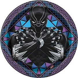 Unique Black Panther Round Paper Dinner Plates - 9" (Pack of 8) - Dynamic Superhero Design, Ideal for Superhero-Themed Parties and Celebrations