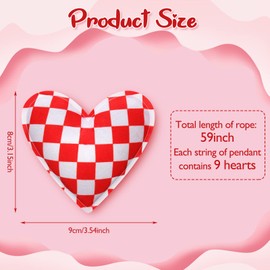 2 adornos colgantes de tela de San Valentín en forma de corazón, guirnalda de corazón rojo, guirnalda colgante para el día de San Valentín y decoración de boda, guirnalda de San Valentín