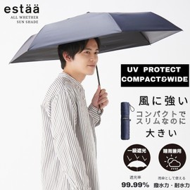 estaa 30225 Men's Parasol (Lightweight) Light Shading Thermal Protection Sun or Rainy Weather UV Folding Umbrella, 21.3 inches (54 cm), navy