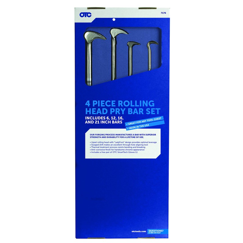 OTC Tools 7176 4 Piece Rolling Head Pry Bar Kit