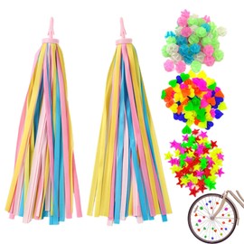 Auzlya 1 Pair Children's Bicycle Streamers, Pack of 108 Colourful Bicycle Spokes, Bicycle Accessories Children, Handlebar Fringe Streamer Ribbons for Children's Bicycles, Scooters, Tricycles