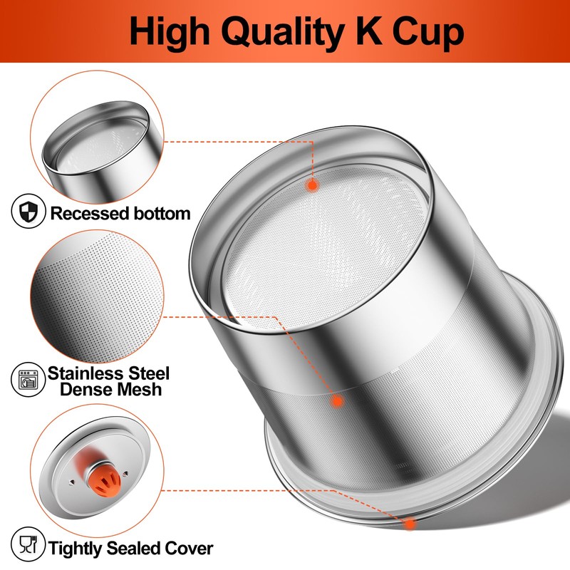 RETHONE Reusable K Cups and Coffee Pods, Stainless Steel K