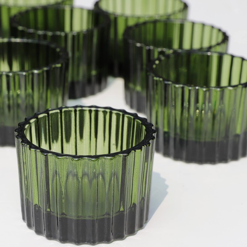 VOHO Green Tealight Candle Holder Set of 12, Glass Candle