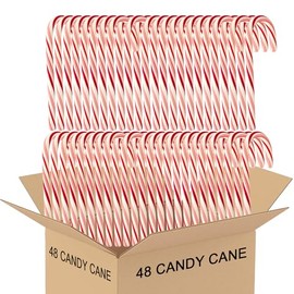 Candy Cane Peppermint Classic Red & White - Individually Wrapped (48 Count, Peppermint)