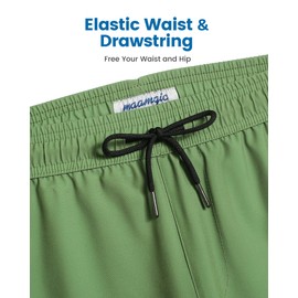 maamgic 5inch Mens Swimming Trunks with Compression Liner 2-in-1 Swim Trunks Stretch Quick Dry Swim Shorts with Zipper Pockets Jade Green and Black Medium