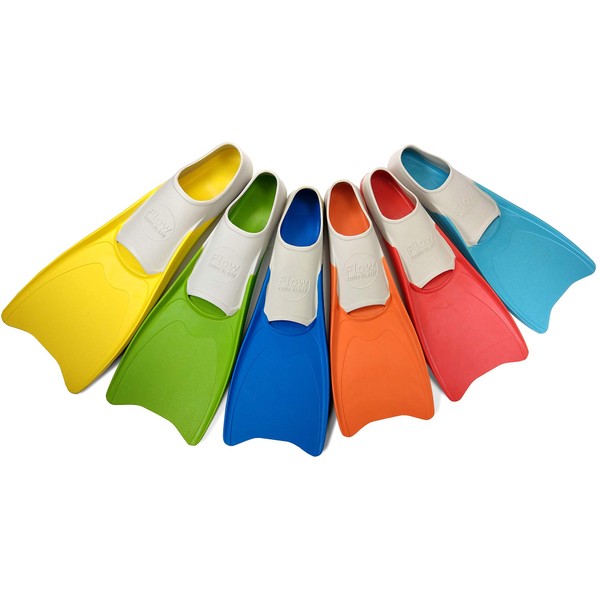 Flow Long Floating Fins for Swim and Lap Training - Youth Sizes for Kids, Young Men, and Women (XXS 1-3 (Orange))