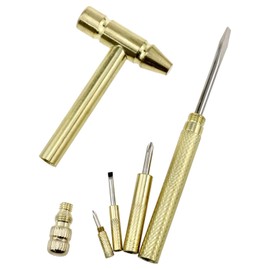 6 in 1 Mini Hammer Multitool, Small Camping Hammer with Screwdrivers & Nail Puller, Pocket-Sized Brass Hammers for Home Repair, Picture Hanging & Outdoor Tools