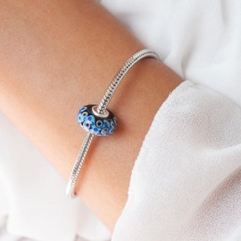 MATERIA by Matthias Wagner Turkish Eye Glass Bead Black Blue White Nazar Boncugu Glass Bead for Beads Bracelet 484, Sterling Silver Glass, Turquoise