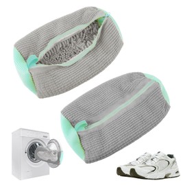 UptVin Pack of 2 Shoe Wash Bags, Washing Machine, Reusable Shoe Wash Bag, Shoe Bag Washing Machine with Zip, Shoes Washing Bag for Washing Machine and Dryer (Grey), gray, simple